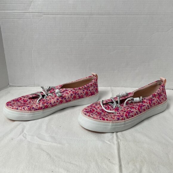 Speery Pink and White Canvas Sneakers with Floral Design - Picture 4 of 9